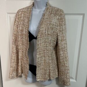 ANDREE BY UNIT Women's Tweed Blazer in Cream and Tan